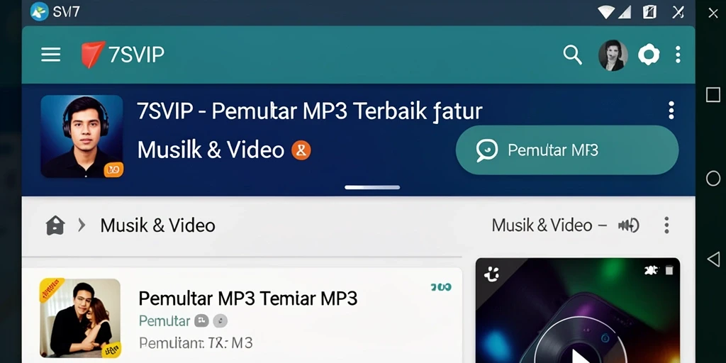 Antarmuka pengguna aplikasi Pemutar MP3 7SVIP yang menarik dan fungsional.
