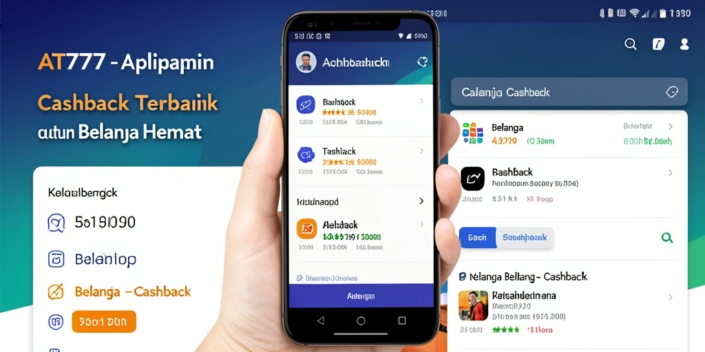 Antarmuka aplikasi AT777 menampilkan berbagai penawaran Cashback menarik.