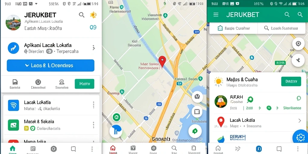Tampilan antarmuka pengguna aplikasi JERUKBET saat melacak lokasi.