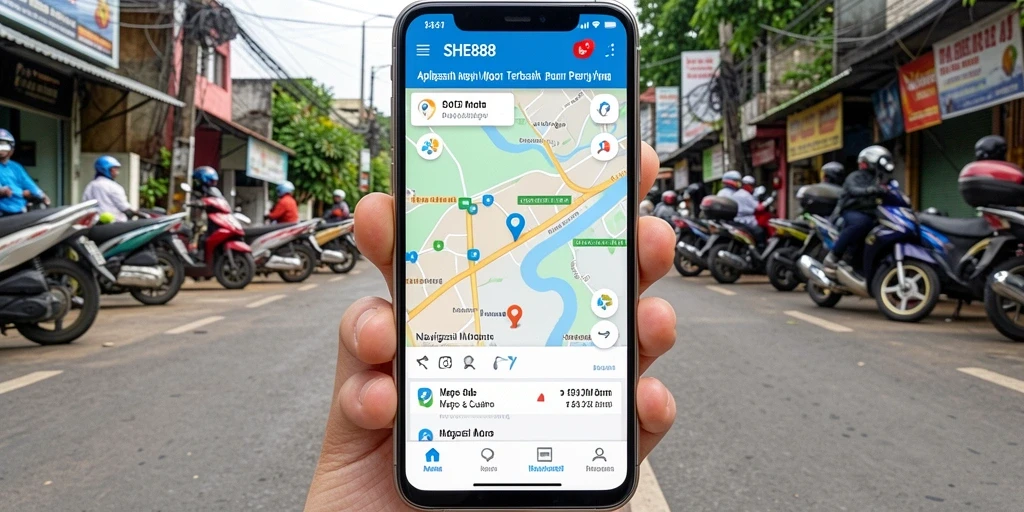 Tampilan antarmuka aplikasi SHE888 yang ramah pengguna untuk navigasi motor.