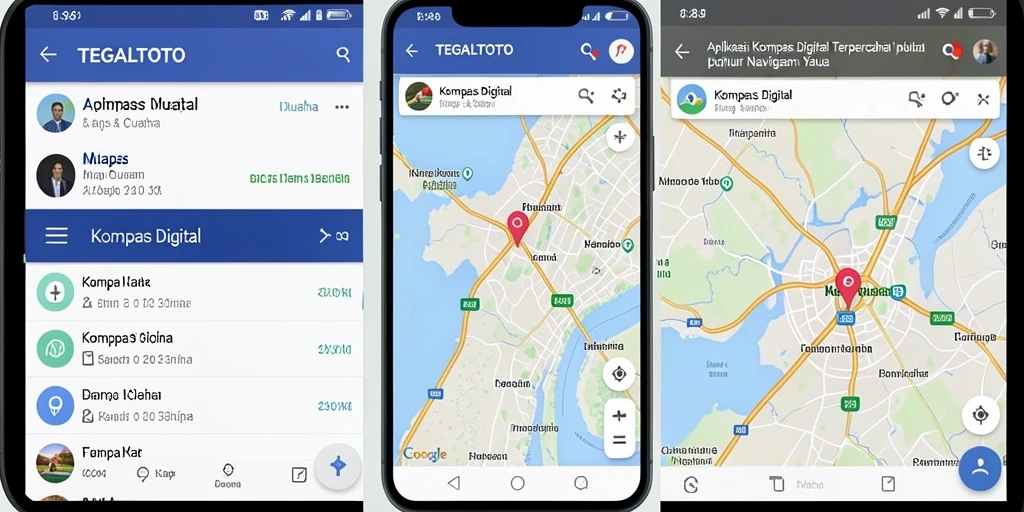 Antarmuka TEGALTOTO yang mudah digunakan untuk navigasi kompas digital.
